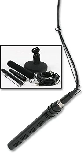 PULSE NPCD664 Mini Shotgun Condenser Microphone With Overhead Hanger, Fixed & Moveable Desktop Bases