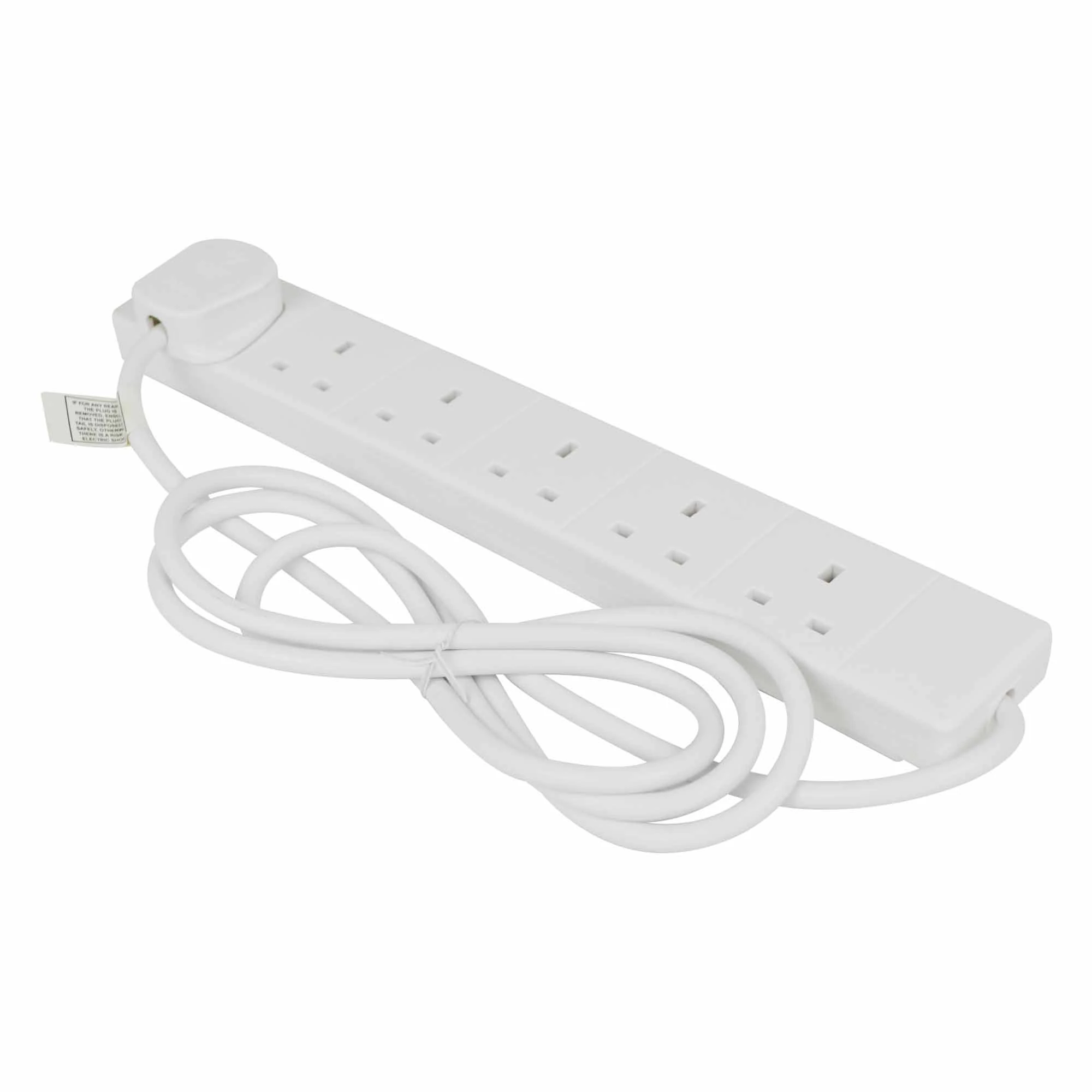 STATUS 6 Socket Extension Lead, 2m Multi-Plug Power Strip for Home, Office or Gaming Set-ups, White (S6W2MS12)
