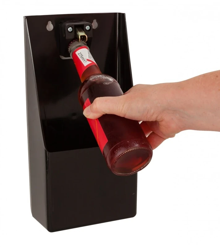 Beaumont Plastic TM Pub Bar Stand-Up/Wall Mounted Bottle Opener and Catcher, Black, 30cm x 15.2cm x 8.6cm - Image 1