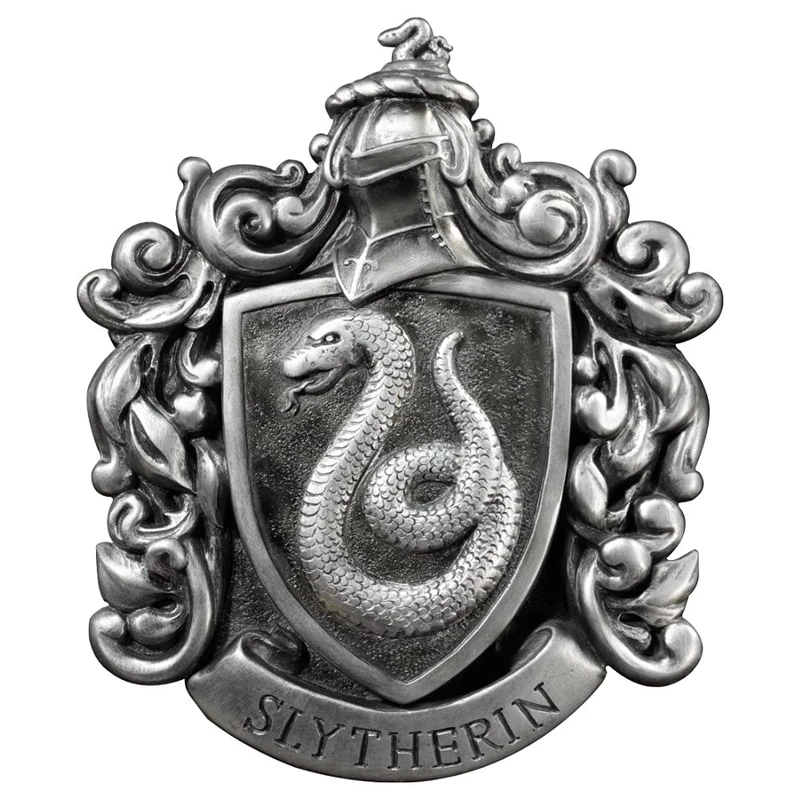 The Noble Collection Harry Potter Slytherin Crest Wall Art - 11in (28cm) Elegant Silver Resin Wall Plaque - Officially Licensed Film Set Movie Props Gifts