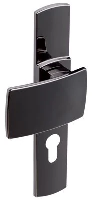 Vachette MUZE Door Handle Set on Plate Key I Version for Landing Doors, Hole Spacing 195 mm – Easy Installation – Zamak – Invisible External Screws – Black Diamond Finish