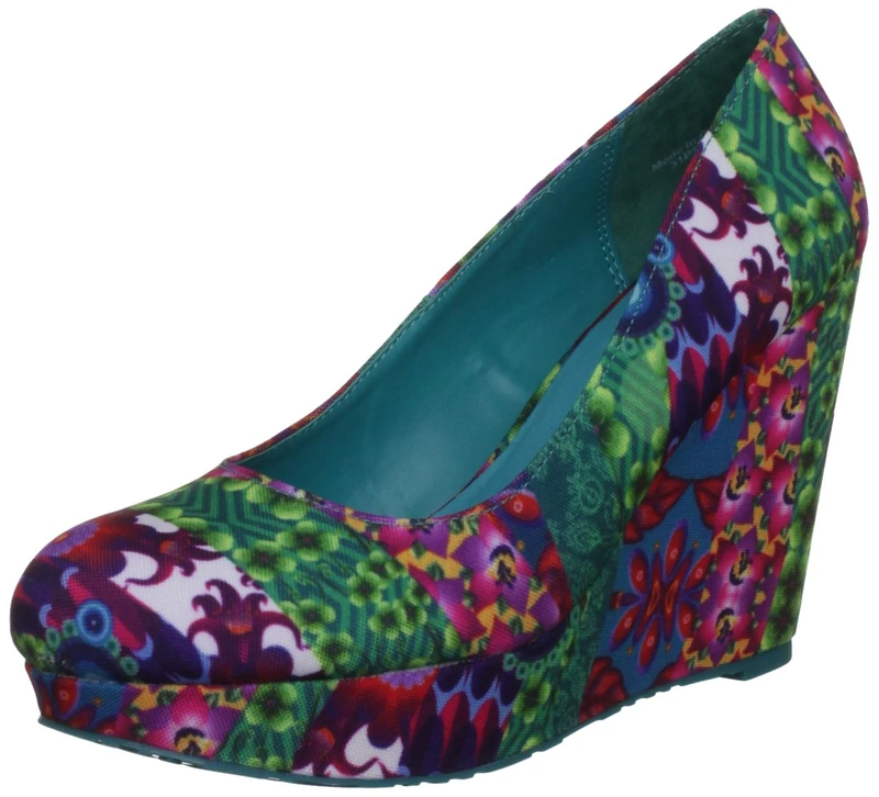 Desigual Women's Sandy Leather Turquoise Platforms 31Ps403504236 3.5 UK, 36 EU