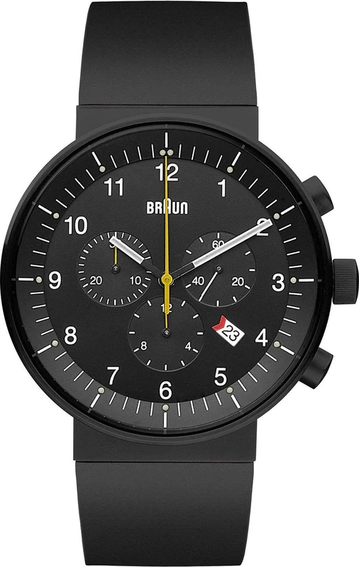 Braun Men's Quartz Watch with Black Dial Analogue Display and Black Rubber Strap BN0095BKBKBKG