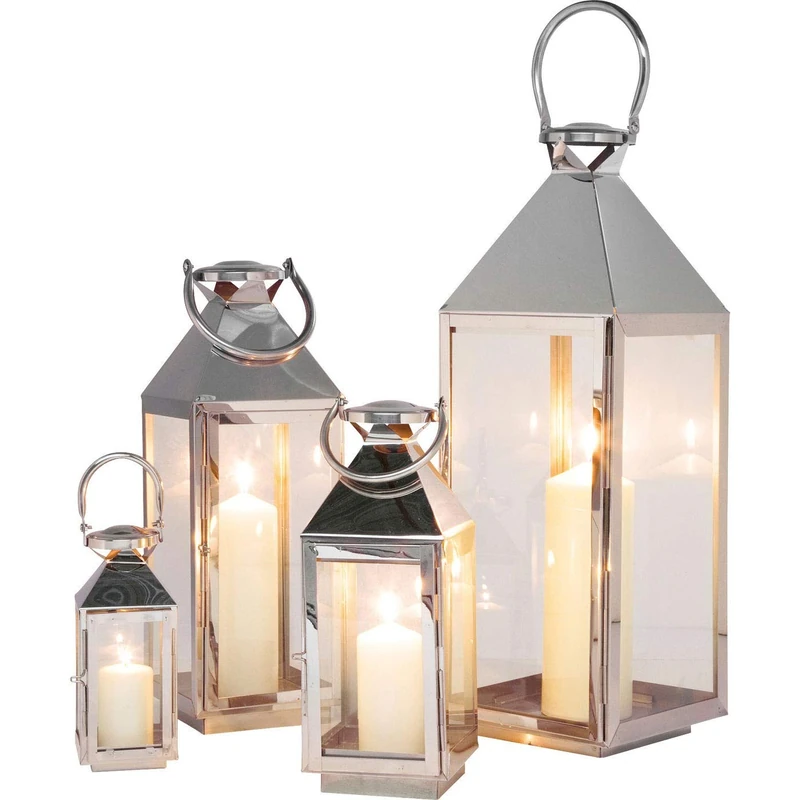 KARE Lantern Giardino Set of 4 - White Stainless Steel - Image 1