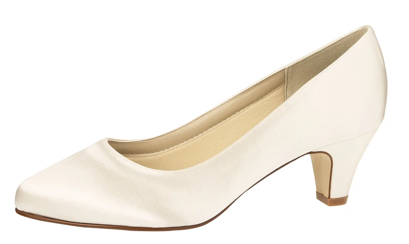 Rainbow Club Bridal Shoes Megan - Ladies' Pumps, Ivory/Cream, Comfortably Padded, Simple, Funnel Heel, Satin, Size 40 (UK 7)