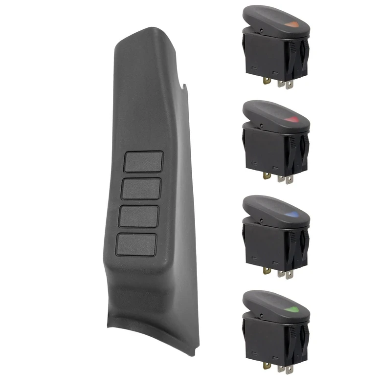 Rugged Ridge 17235.96 Switch Pod Kit, A-Pillar, 4 Switches, Black, LHD; 11-18 Wrangler JK