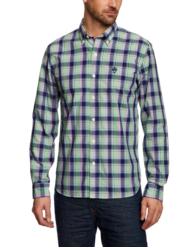 Brooks Brothers Stripe Men's Shirt Navy Medium