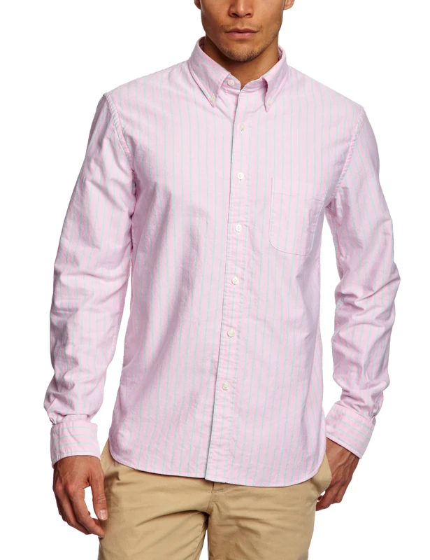 Brooks Brothers College Stripe Men's Shirt Pink with Coral Large