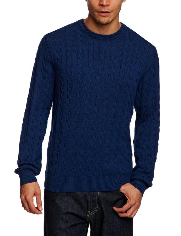 Brooks Brothers Long Sleeve Cable Crew Neck Pullover Men's Jumper Blue Small