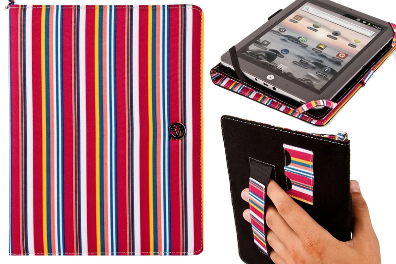 Pink Stripe 8 Inch Tablet Cover for A1CS FUSION5 ECONOMY Tablet PC - 8" screen 8 Inch Android 4.0.3 - Image 1