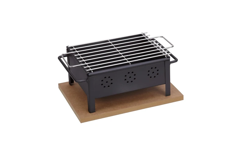 SAUVIC 02905 25 x 20 cm 18/8 Table Barbecue with Stainless Steel Grill Rack - Black