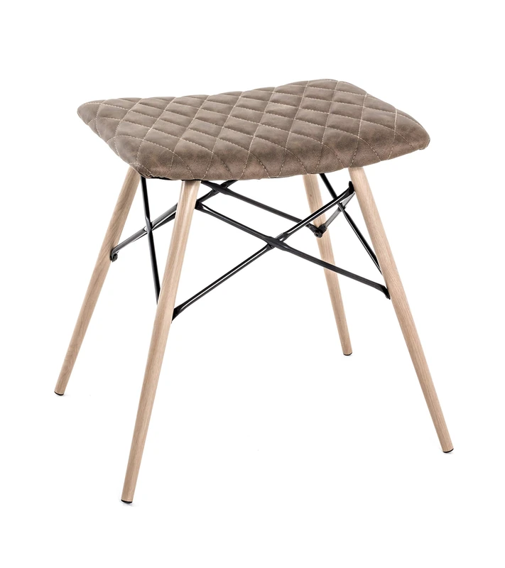HAKU Stool brown, beech, black, Synthetic fabric with leather look, Metal - Dim.: W 48 x H 47 x D 40 cm, Style: Modern