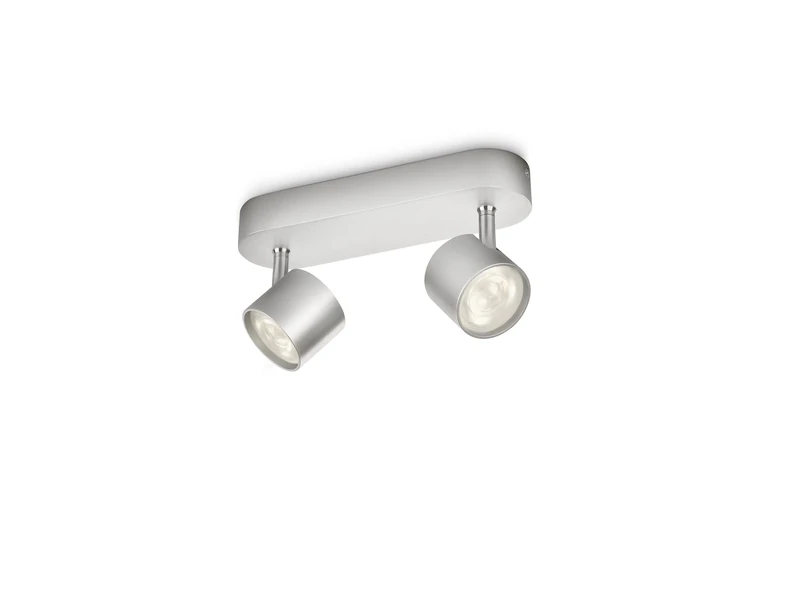 Philips MyLiving Star 2 Spotlight Ceiling Bar Aluminium (Integrated 2 x 4 Watts LED Bulb), Silver