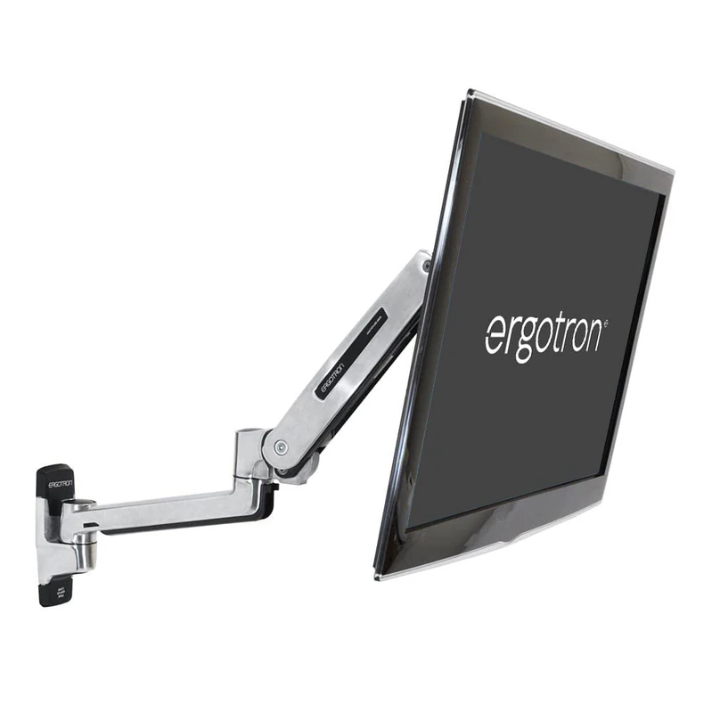 Ergotron – LX Sit-Stand Single Monitor Arm, VESA Wall Mount – for Monitors Up to 42 Inches, 3.2-11.3kg – Polished Aluminum (45-353-026) - Image 1