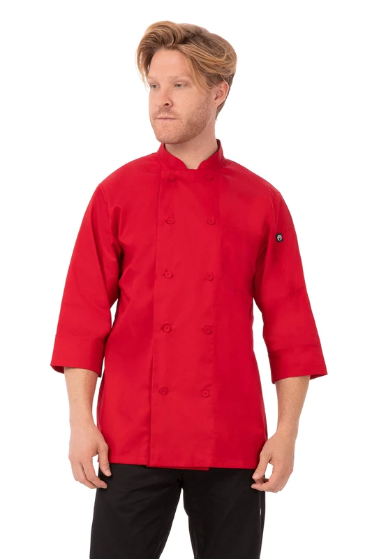 Chef Works Men's Morocco Chef Coat Jackets, Red, 3XL