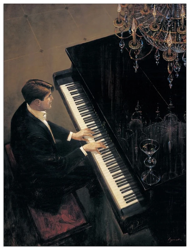 Artopweb Lynch Jazz Duet Piano Decorative Panel, Multi-Colour, 60x80 cm - Image 1