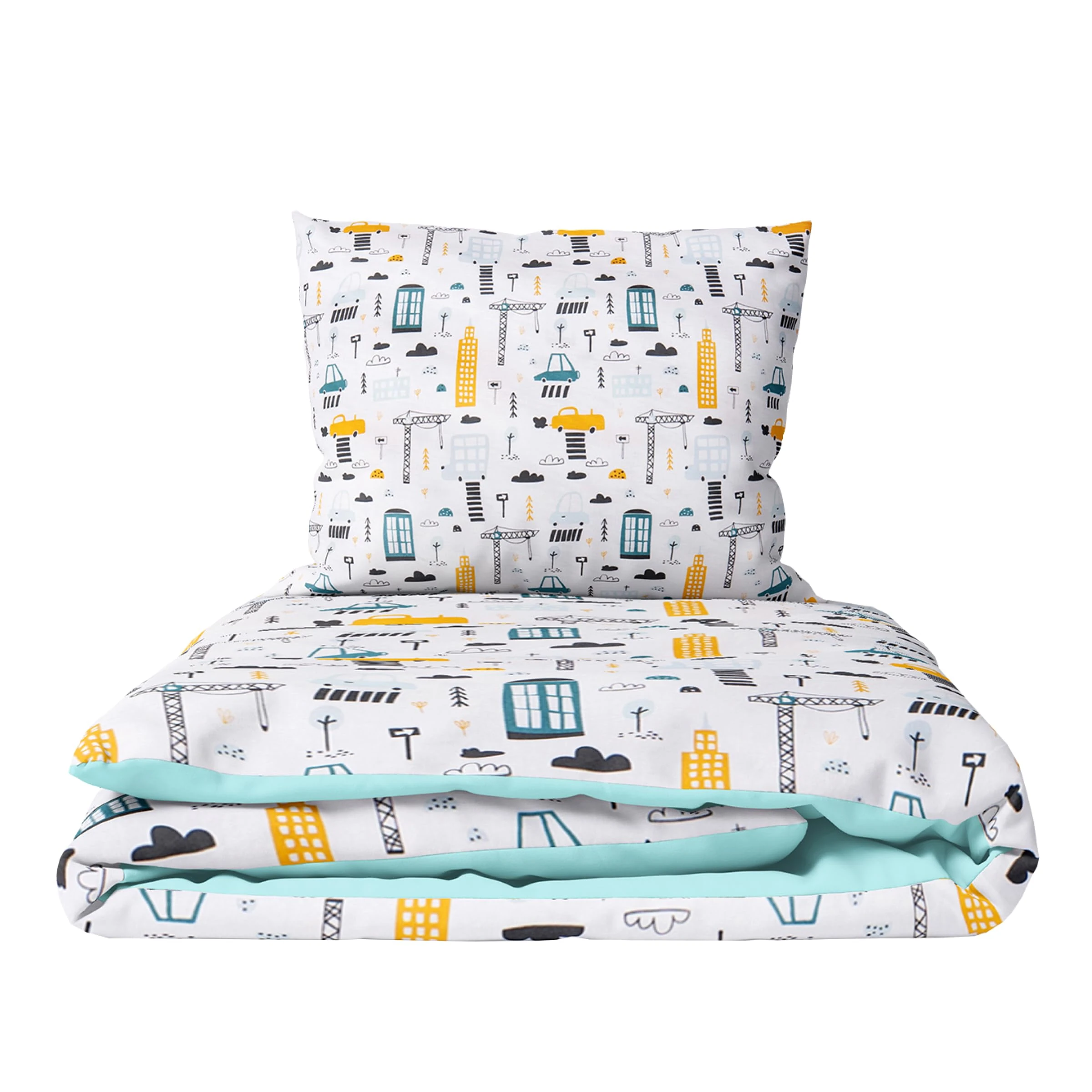 2 Piece Baby Children Quilt Duvet & Pillow Set 120x90 cm to fit Toddler Cot Bed (City)