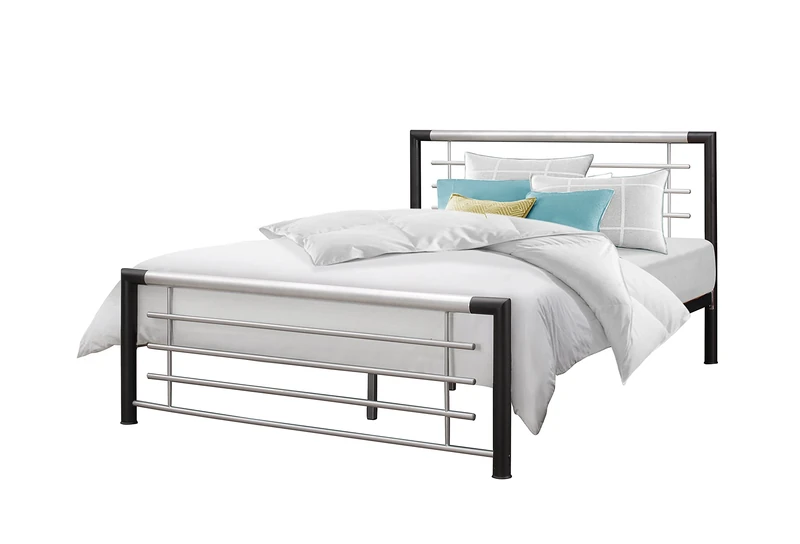 Birlea Faro 4ft Small Double Metal Bed, Black & Silver