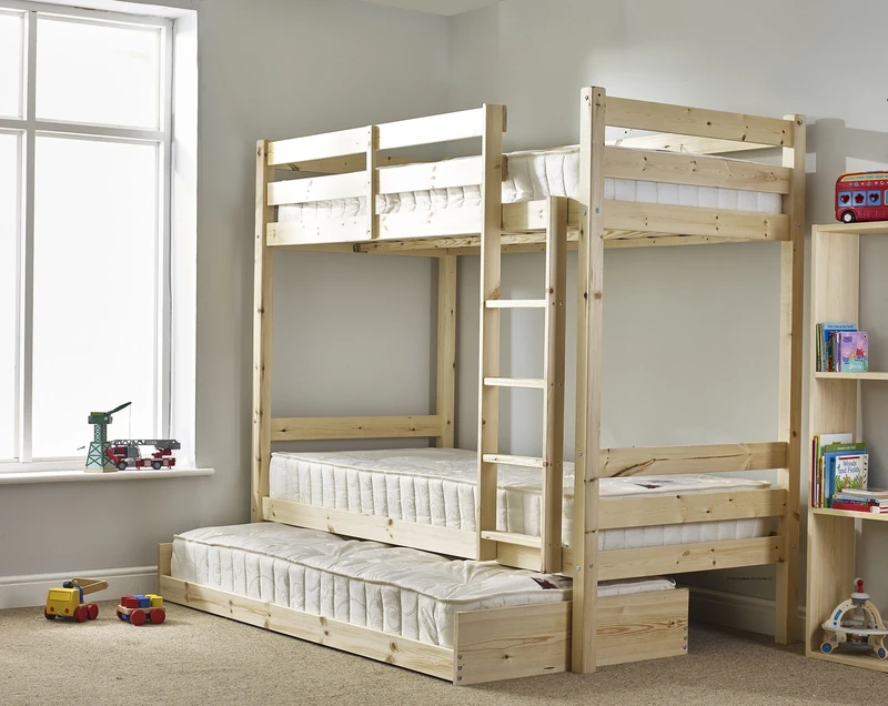 STRICTLY BEDS&BUNKS Everest Short Bunk Bed with Trundle Pull out Guest Bed, 2ft 6 x 5ft 9 Single