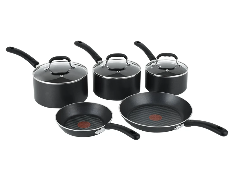 Tefal E857S544 Premium Non-Stick Cookware Set with Induction, 5 Pieces - Black
