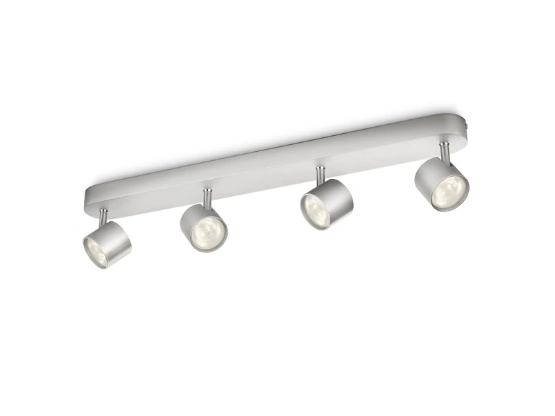 Philips MyLiving Star 4 Bar Spotlight Ceiling Light (Integrated 4 x 3 W LED Bulb) - Aluminium, Silver