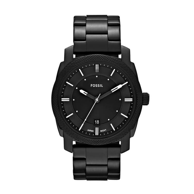 Fossil Watch for Men Machine, Quartz Movement, 42 mm Black Stainless Steel Case with a Stainless Steel Strap, FS4775
