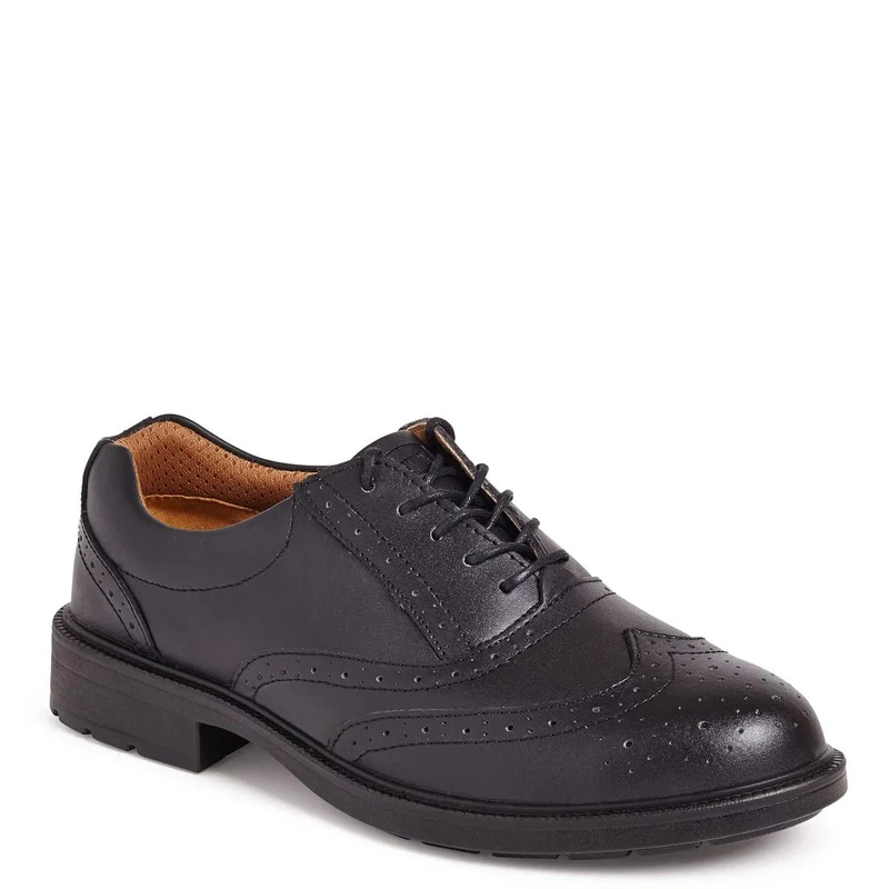 City Knights Men's Black Brogue Safety Shoes - SS500CM 7 UK
