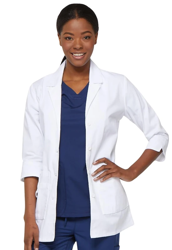 Dickies Scrubs Women's Junior Fit 3/4 Sleeve Lab Coat - White - X-Large