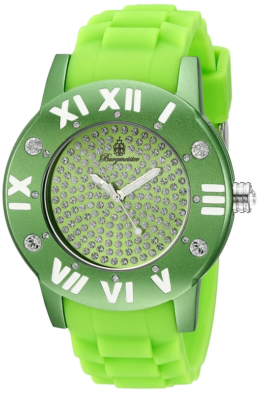 Burgmeister Magic Women's Quartz Watch with Green Dial Analogue Display and Green Silicone Strap BM165-090B