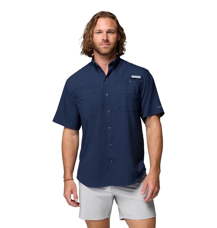 Columbia Men's Tamiami 2 Short Sleeve Shirt, Short Sleeve Shirt, Collegiate Navy, Medium - Image 1