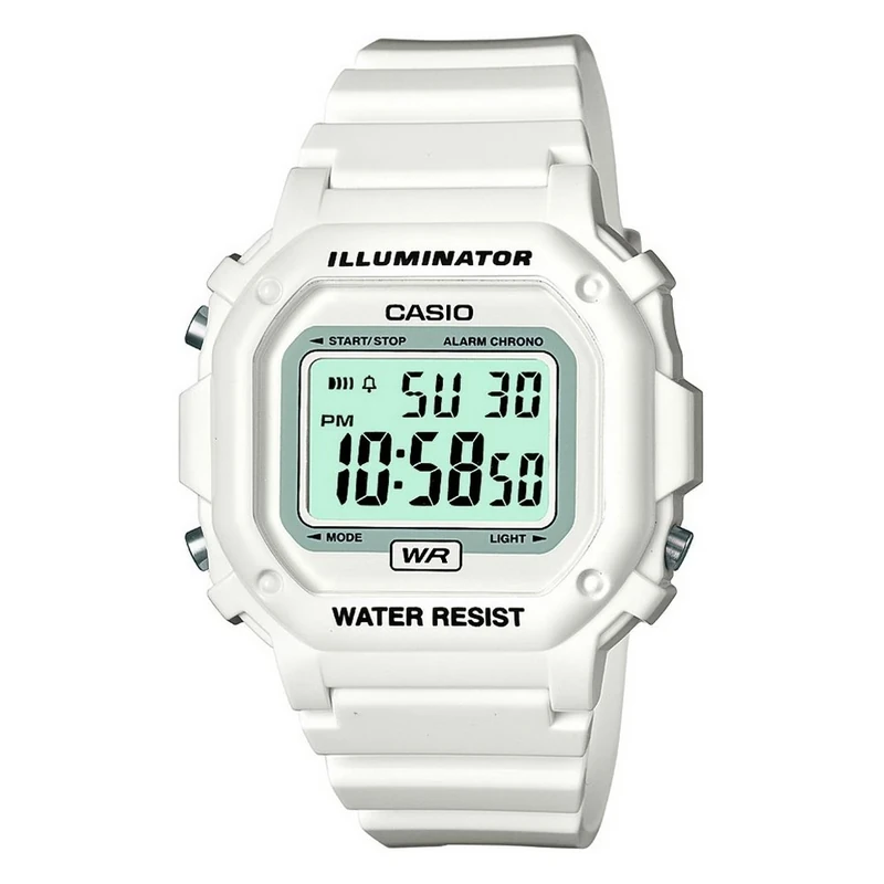 Casio Unisex F108WHC-7BCF Watch, White, Digital,Button Guards