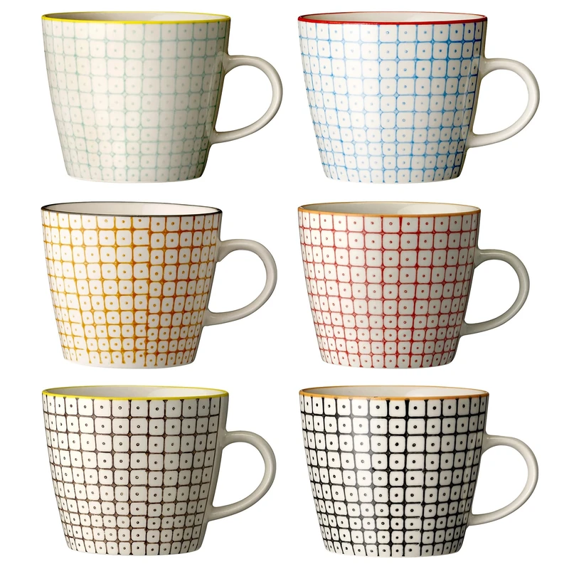 Bloomingville Carla Mugs, Handmade, Set of 6, Assorted Colours