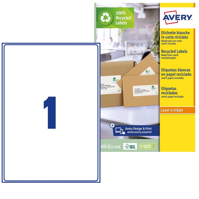 Avery Recycled LR7 White Labels QuickPeel 199.6 x 289.1 White
