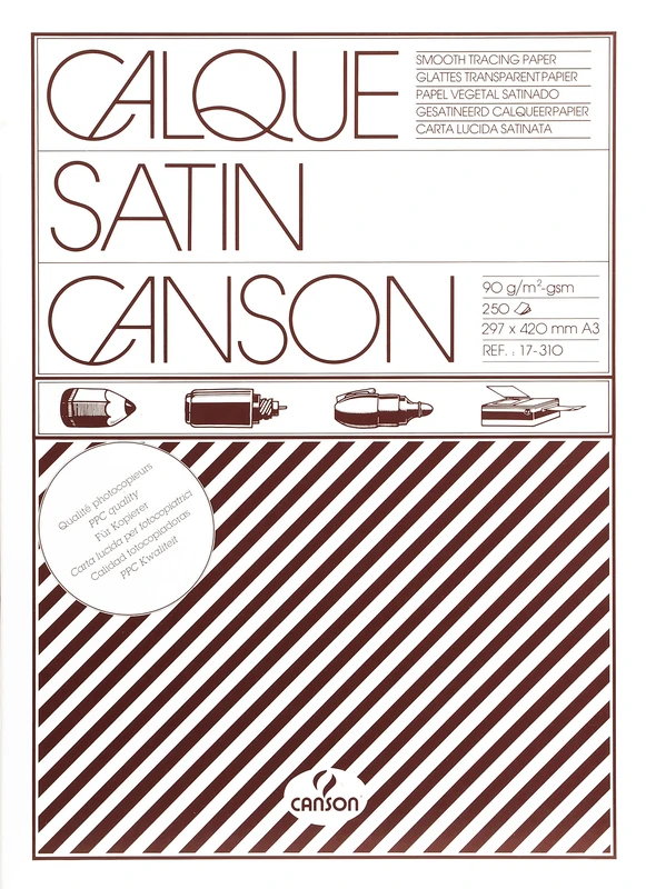 Canson Satin A3 90 GSM Translucent Tracing Paper Ream (Pack of 250 Sheets)