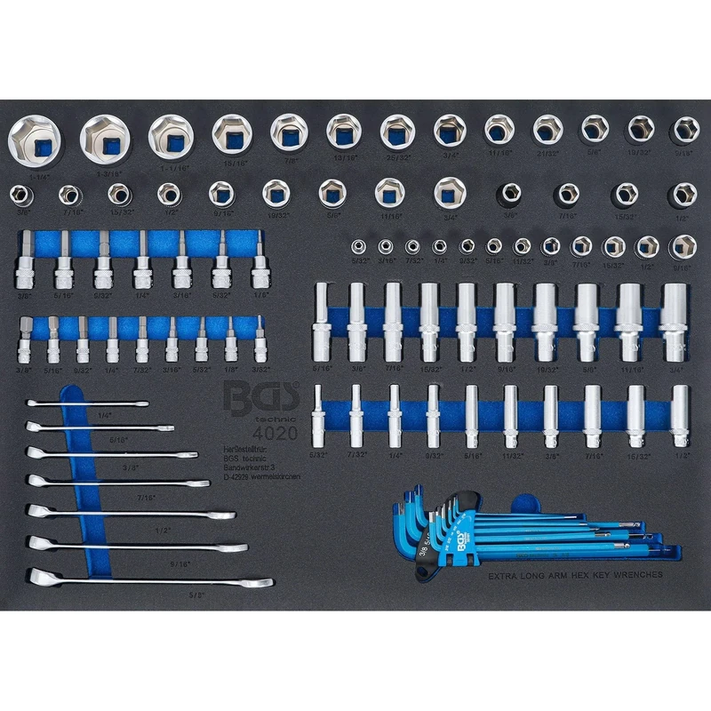 BGS 4020 | Tool Tray 3/3: Sockets / Combination Spanners | Inch Sizes | 90 pcs.