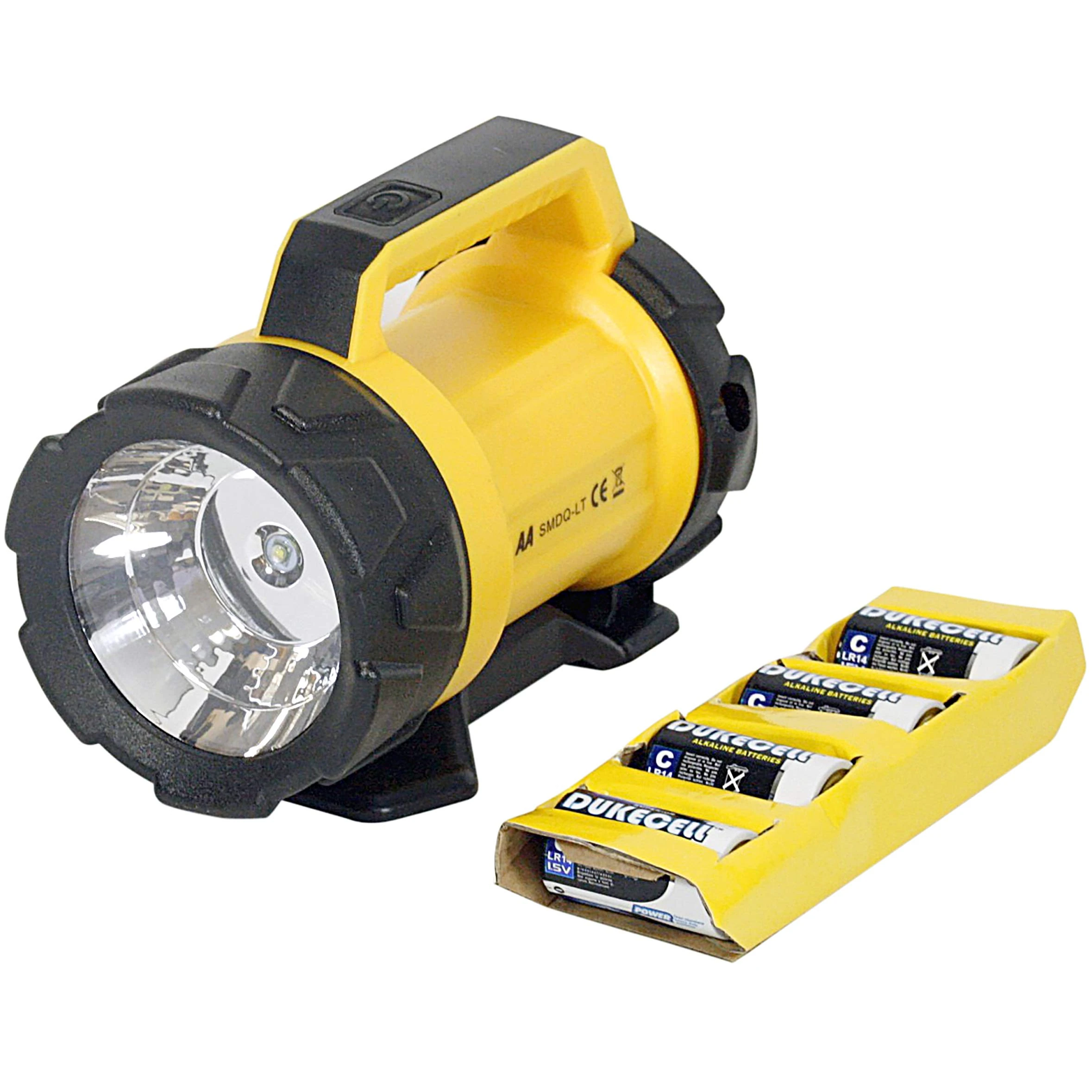 AA Heavy Duty LED Torch AA3881 – 180 m Beam Distance, Adjustable Base 6 Angles, 120 Lumens, Weatherproof, Batteries Included, Black Yellow