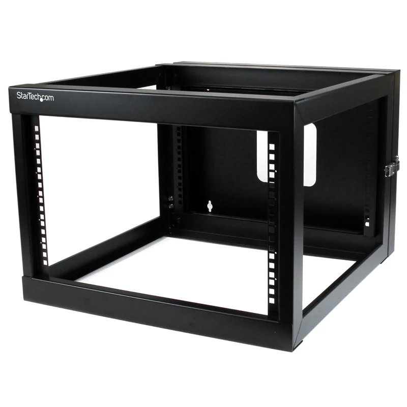 StarTech.com 4-Post 6U Hinged Wall-Mount Network Rack, 19" Open Frame Server Rack with 19.8in Mounting Depth, Wall Mount Swing Out Data Rack for IT / AV / Computer Equipment, TAA (RK619WALLOH)