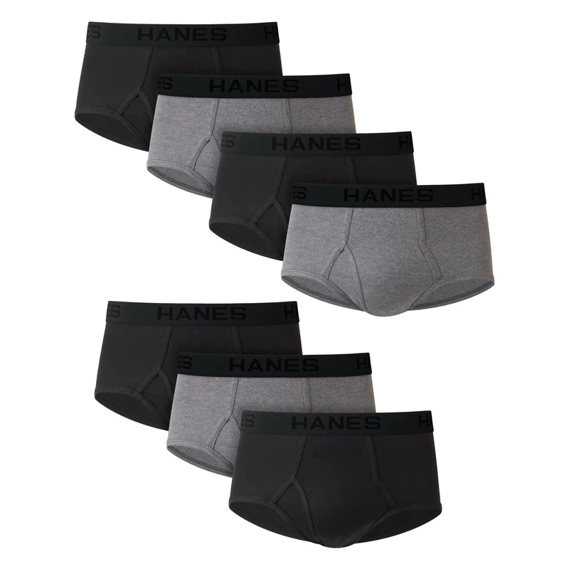 Hanes mens Ultimate Classic 7-Pack Brief, Gray/Black - 7 Pack, XL