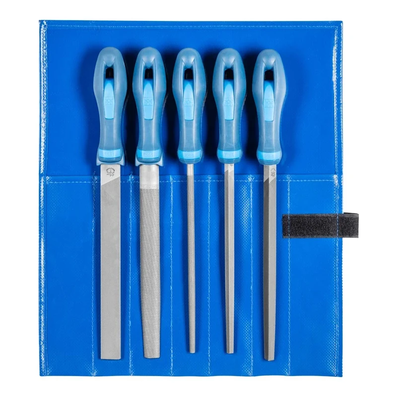 PFERD Workshop File Set in PVC Roll Bag, 5 Files, Cross Cut H1, 200 mm, 11800531 - Suitable for Coarse Cutting and Roughing