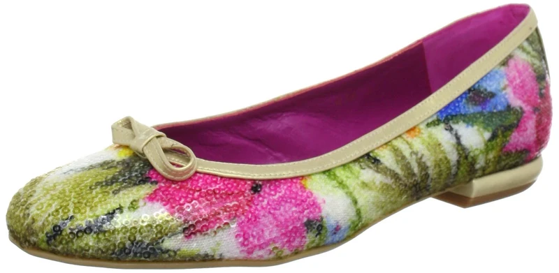 Beverly Feldman Sally Ballet Flats Womens Beige Beige (Floral Sequins) Size: 6.5 (40 EU) - Image 1