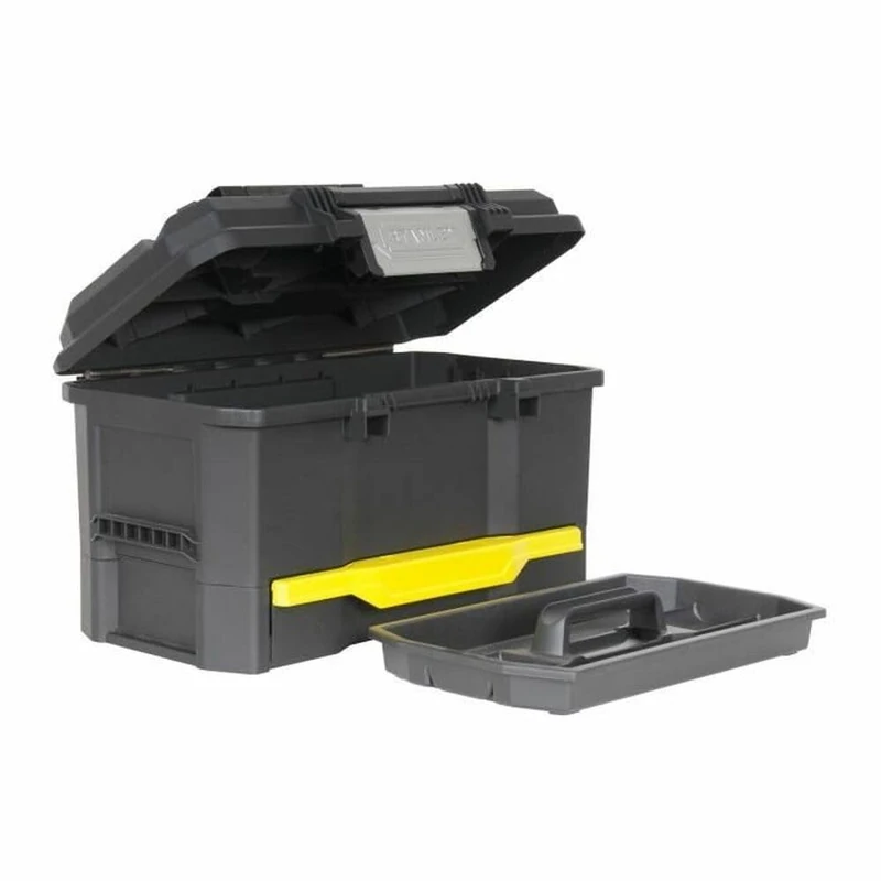 STANLEY Deep Toolbox Storage, 1 Touch Latch, Portable Tote Tray with Drawer, 19 inch, 1-70-316