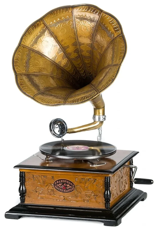 aubaho Nostalgic gramophone, gramophone records, gramophone, horn gramophone, antique style
