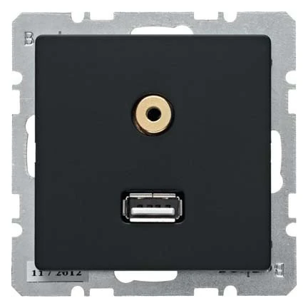 Hager – Toma USB 3.5 mm Audio Q.1/q.3 Anthracite Velour