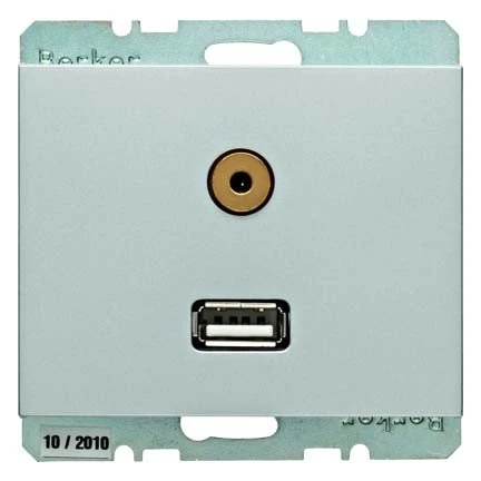 Hager K.5 – Toma USB 3.5 mm Audio Aluminium - Image 1
