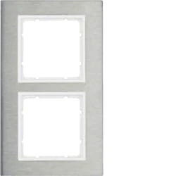 Hager B7 – 2 Frame Stainless Vertical Elements White Polar Matte