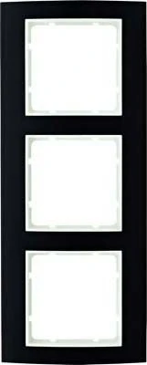 Hager B3 Frame with 3 Sections Aluminium Black/Polar White