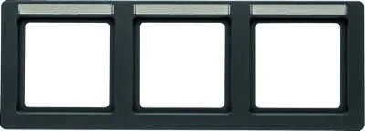 Hager q.1 3-Part Horizontal Frame Q1 Label Holder Anthracite Velvet