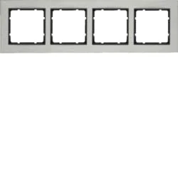 Hager B7 Frame with 4 Landscape Sections Matte Stainless Steel Anthracite