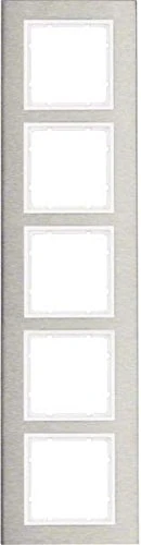 Hager B7 – Frame 5 Elements Horizontal Stainless Polar White Matte