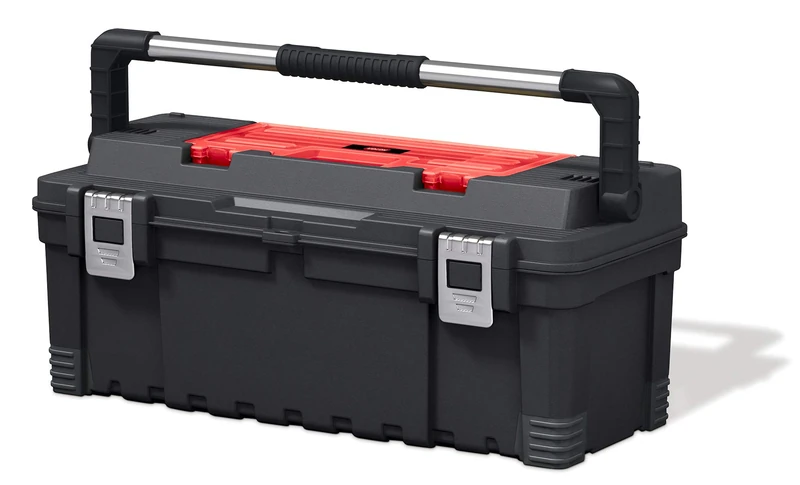 Keter Master Pro Series 17181010 Tool Box 26 Inch Metal Latch Plastic Red/Silver